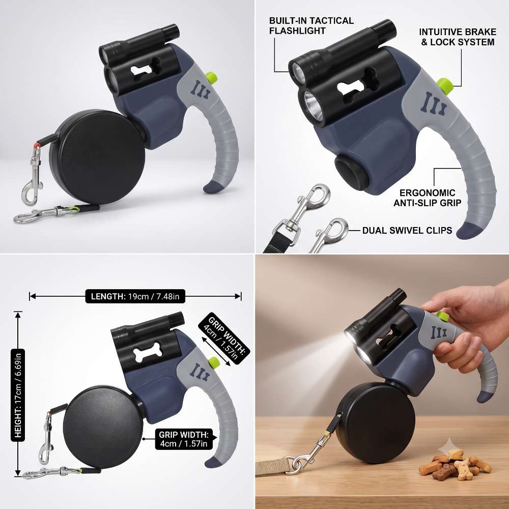 2-in-1 Heavy-Duty Retractable Dog Leash