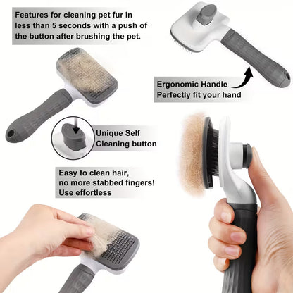 Square Self-Cleaning Pet Grooming Brush